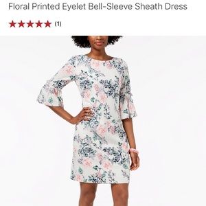 Ivanka Trump Floral Printed Eyelet Sheath Dress
